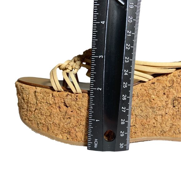 Vicini Tapeet Natural Cork Wedge US 7 EU 37.5 Beige Platform Made in Italy NEW - Picture 7 of 16